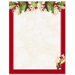 Holly Christmas Letterhead | PaperDirect's