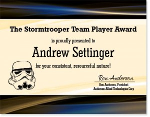 team player award wording