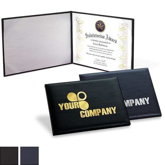 Custom Foil Logo Leatherette Certificate Holders Paperdirect S