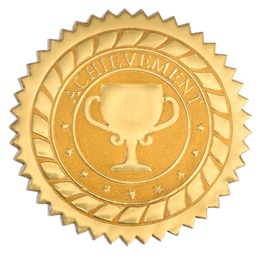 2 in Achievement Embossed Gold Foil Seals, Pack of 100