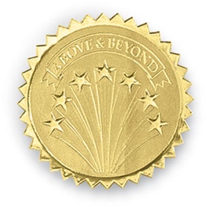 Above and Beyond Embossed Foil Certificate Seals | PaperDirect's