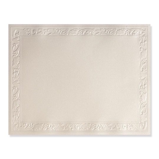 Ornate Cream Shimmer Embossed Specialty Certificate Paper