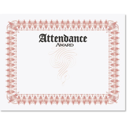 Printable Perfect Attendance Award Attendance Certificate