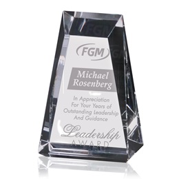 Newberry Wedge 4 in x 2.375 in Crystal Award Trophy