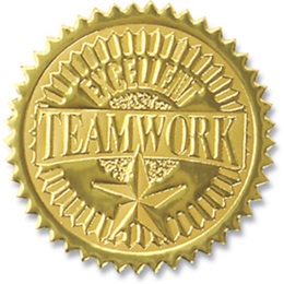 2 in Teamwork Embossed Gold Foil Seals, Pack of 100
