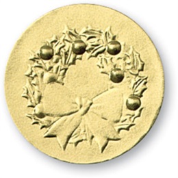 1.25 in Holly Wreath Gold Embossed Foil Seals, Pack of 30