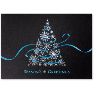 Ribbon and Crystals Deluxe Holiday Greeting Card