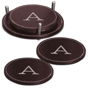 Personalized Leather Coasters by PaperDirect