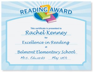 Reading Award Casual Certificate