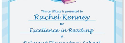 Reading Award Casual Certificate