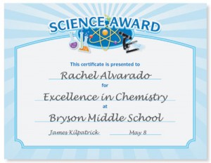 Science Award Casual Certificates