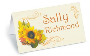 Golden Sunflowers Folded Place Cards