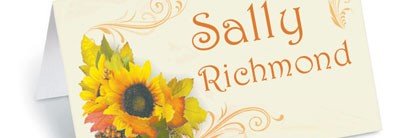 Golden Sunflowers Folded Place Cards