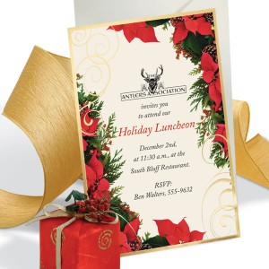 Poinsettia Swirl Specialty Flat Invitations by PaperDirect