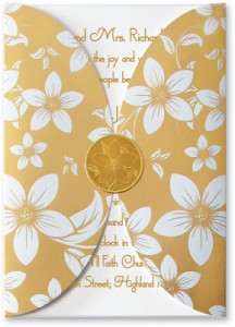 Floral Vine Rounded Gatefold Pocket Invitations