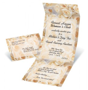 Cream Roses Fold-Up Invitations