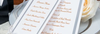 Pristine Tea Length Menu Cards