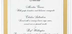 Pristine Flat Menu Cards