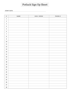 Thanksgiving potluck signup