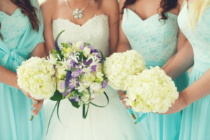 seasonal wedding colors bride and bridesmaids
