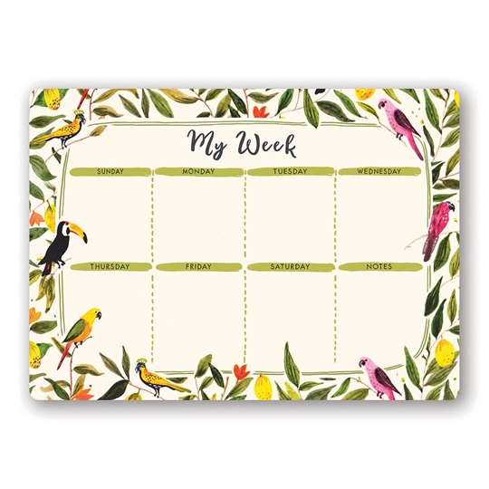 bird themed weekly desk pad